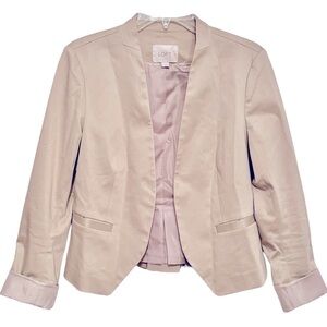 NWOT LOFT Size 6 Light Tan Lined Long Sleeve Blazer Welt Pockets Cotton-Spandex